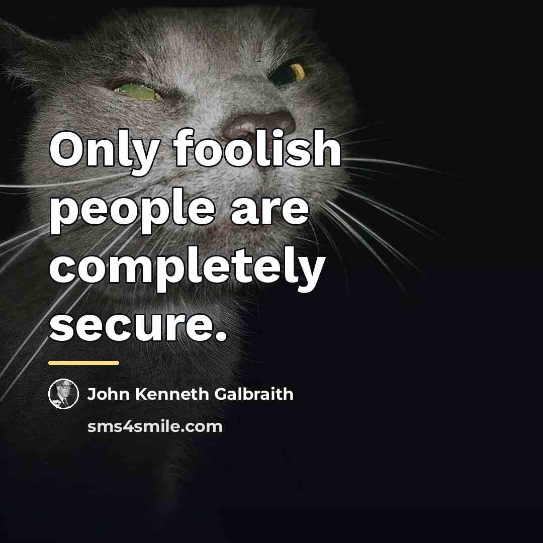 “Only foolish people are completely secure.…” quote by John Kenneth Galbraith
