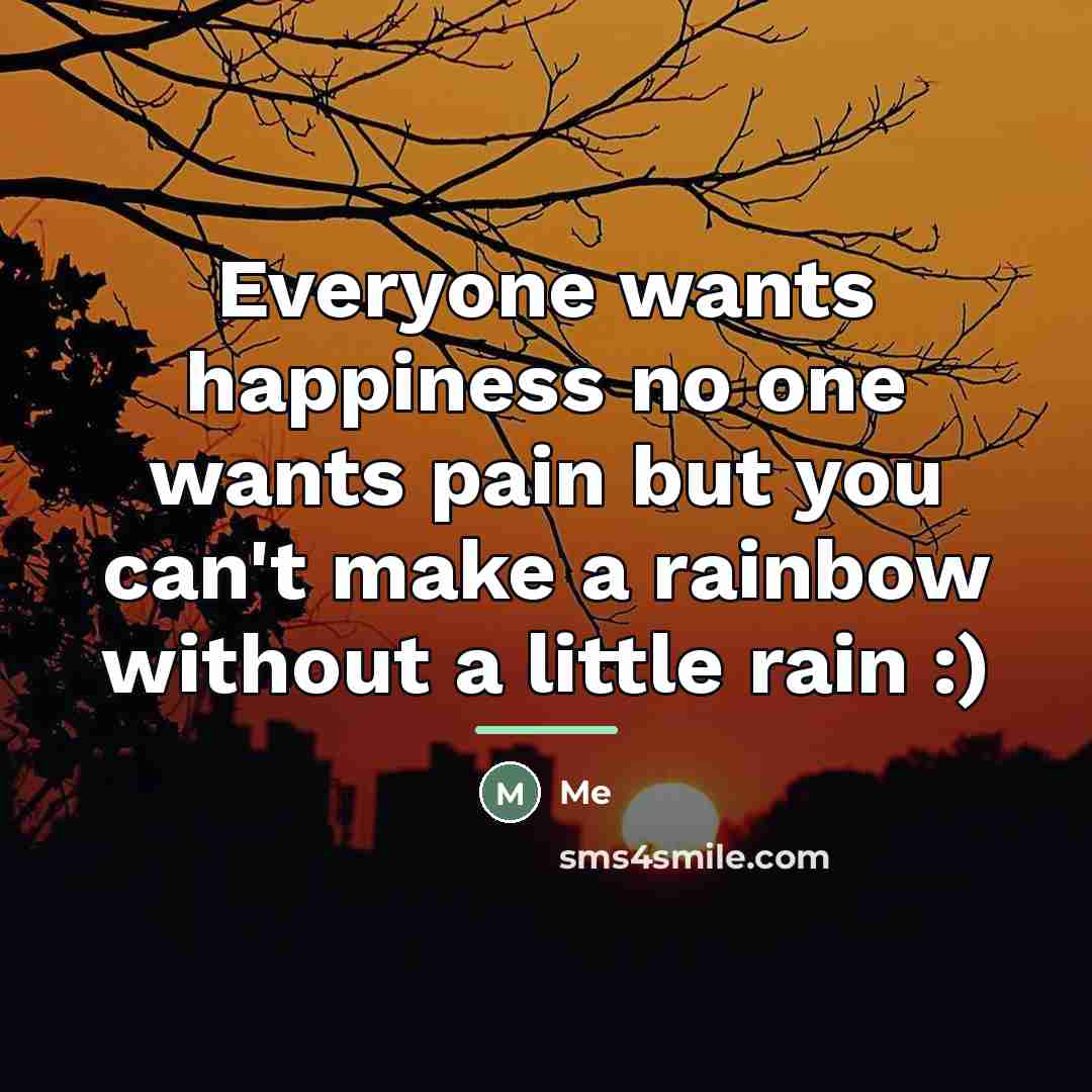 “Everyone wants happiness no one wants pain but you can't…” quote by Me