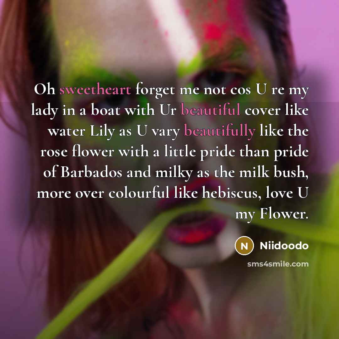 “Oh sweetheart forget me not cos U re my lady…” quote by Niidoodo