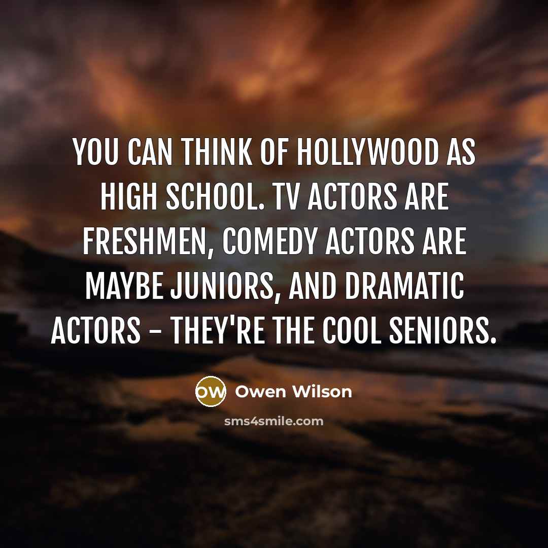 “You can think of Hollywood as high school. TV actors…” quote by Owen Wilson