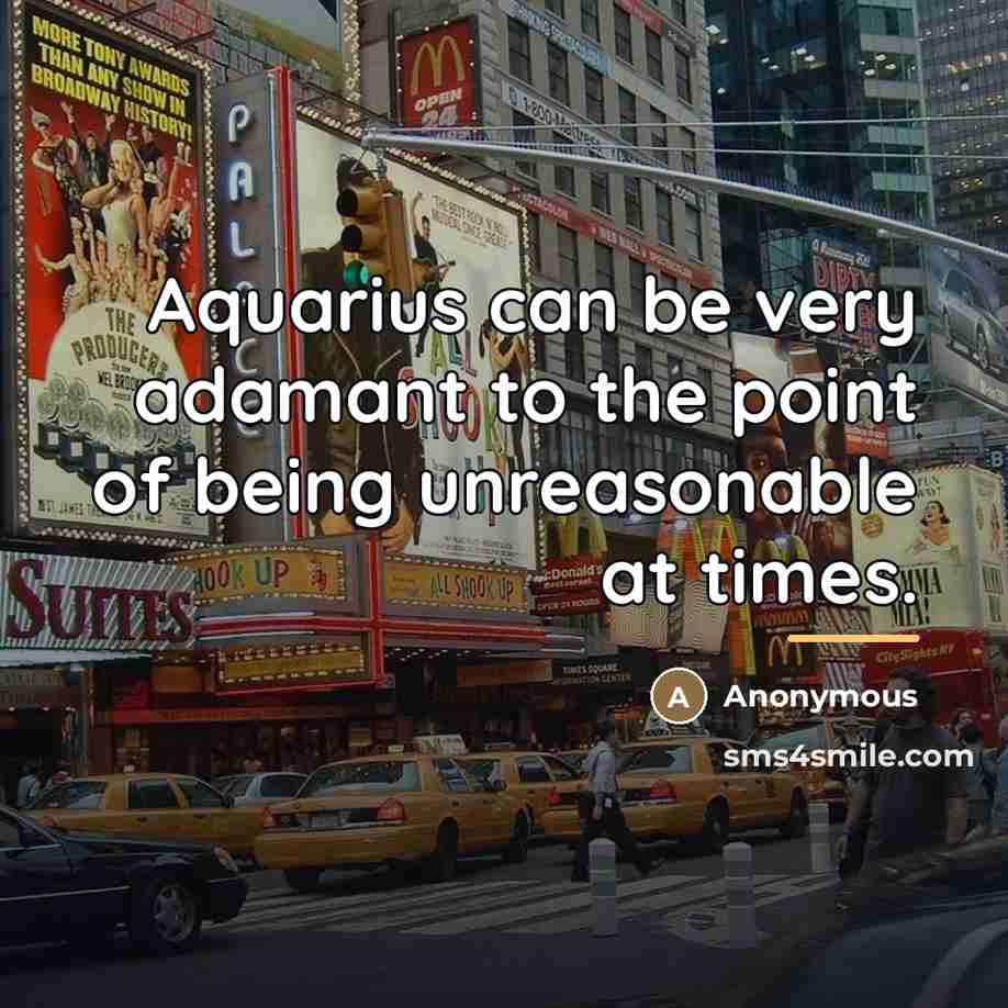 “Aquarius can be very adamant to the point of being…” quote by Anonymous