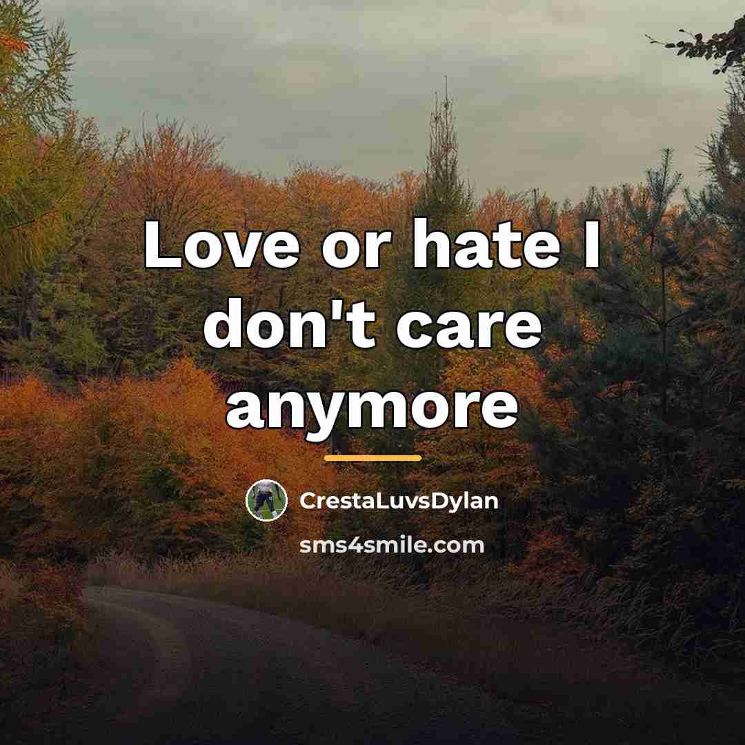 “Love or hate I don't care anymore…” quote by CrestaLuvsDylan