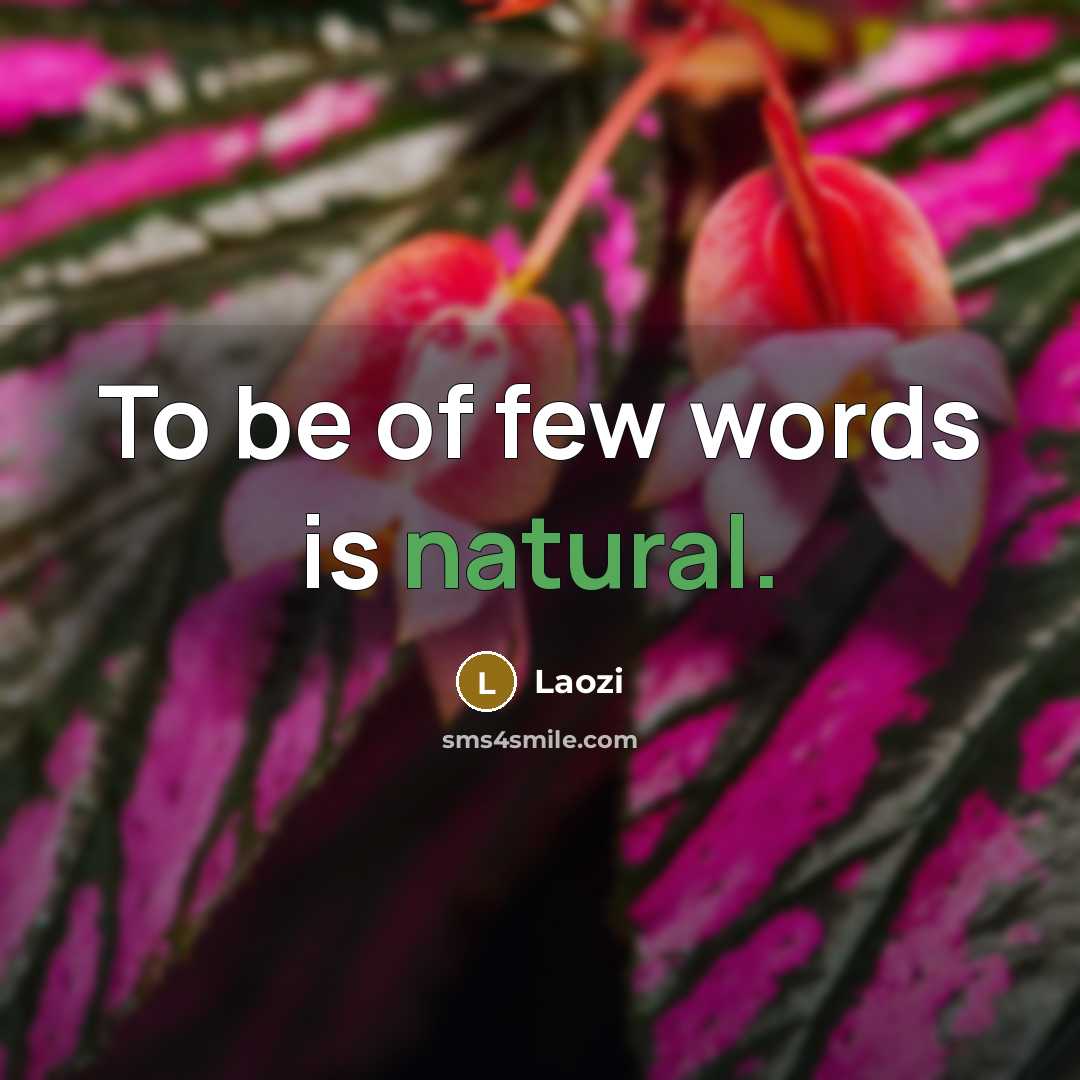 “To be of few words is natural.…” quote by Laozi