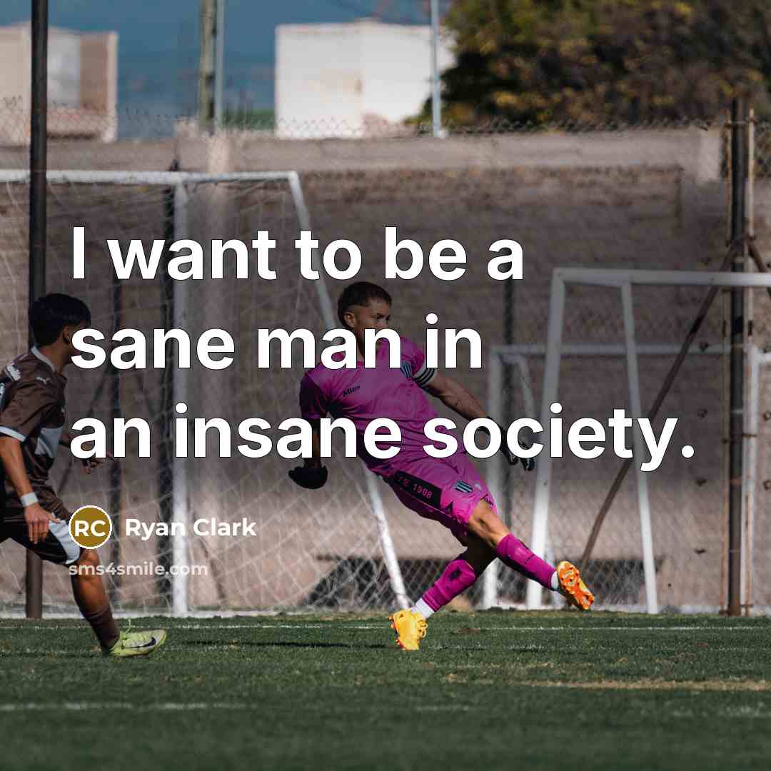 “I want to be a sane man in an insane…” quote by Ryan Clark