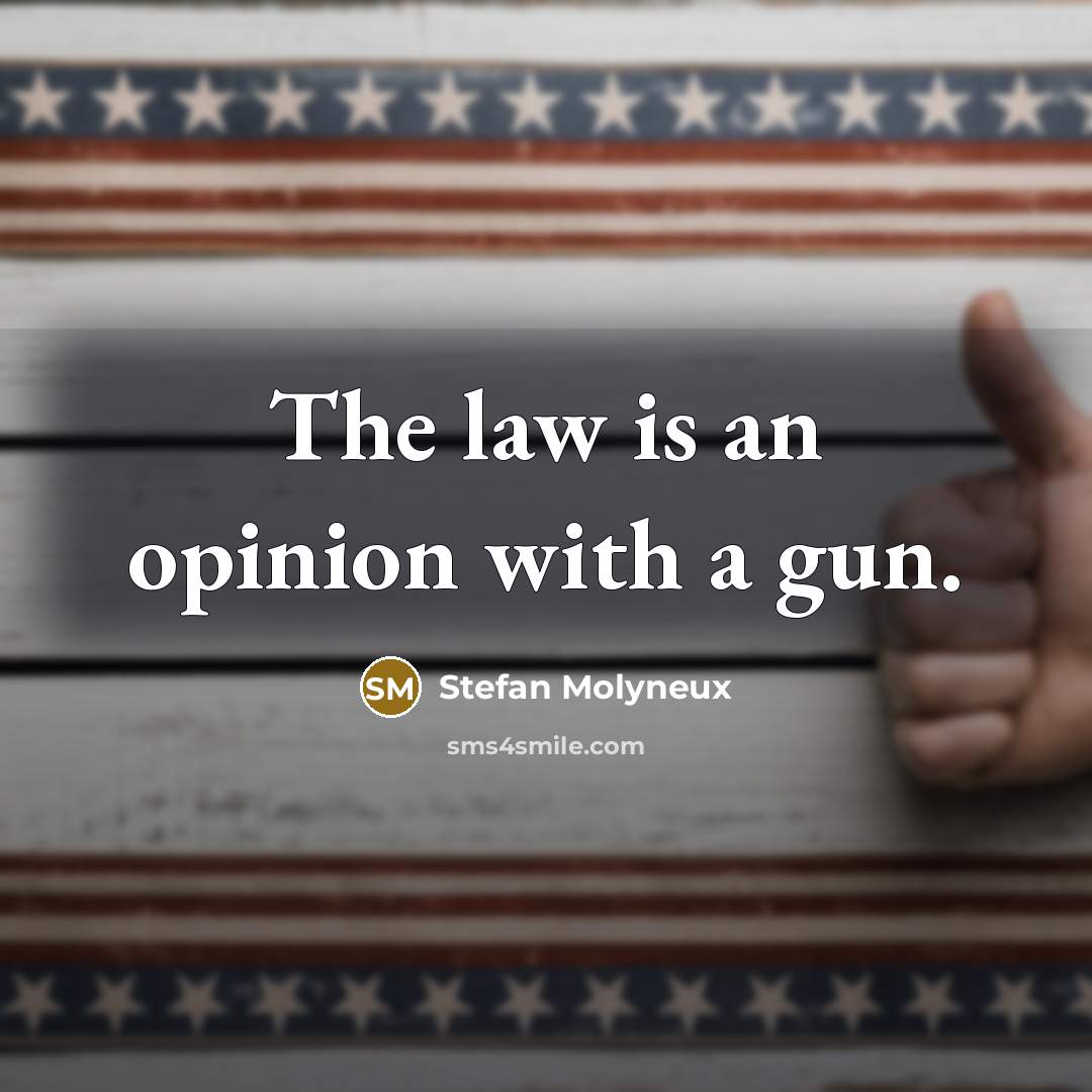 “The law is an opinion with a gun.…” quote by Stefan Molyneux