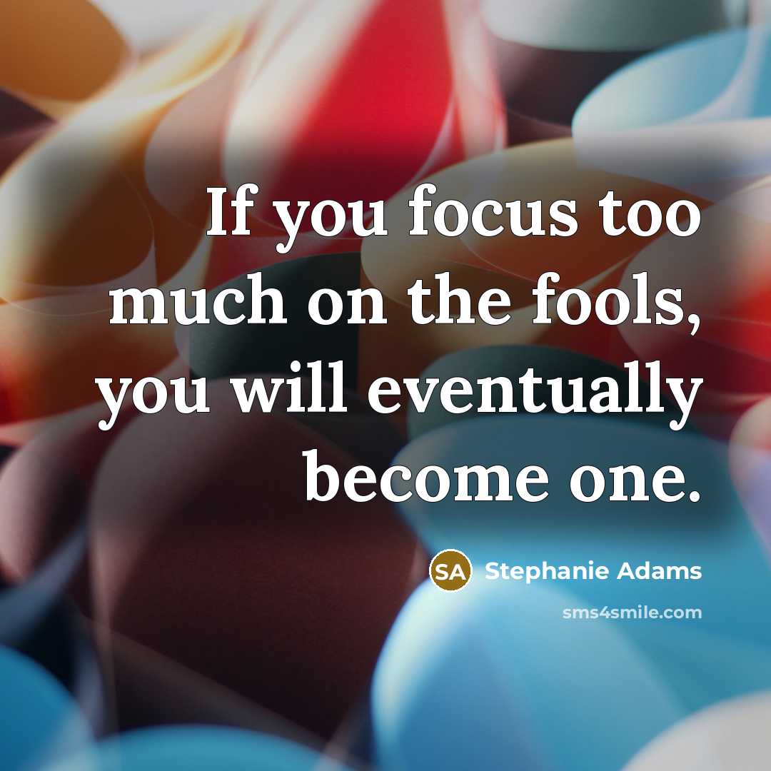 “If you focus too much on the fools, you will…” quote by Stephanie Adams