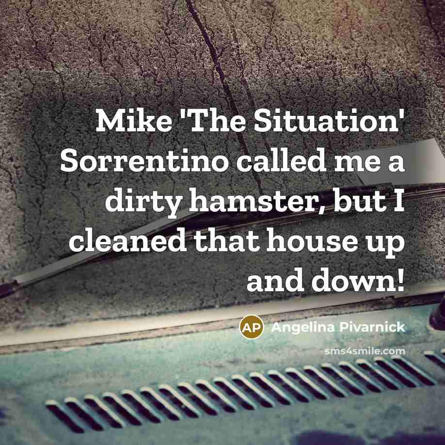 “Mike 'The Situation' Sorrentino called me a dirty hamster, but…” quote by Angelina Pivarnick
