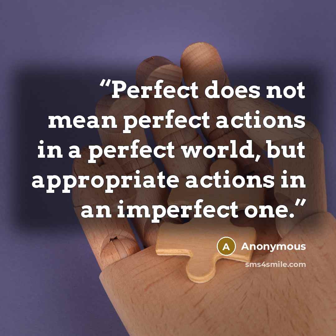 “Perfect does not mean perfect actions in a perfect world, but appropriate actions in an imperfect one.” quote by Anonymous