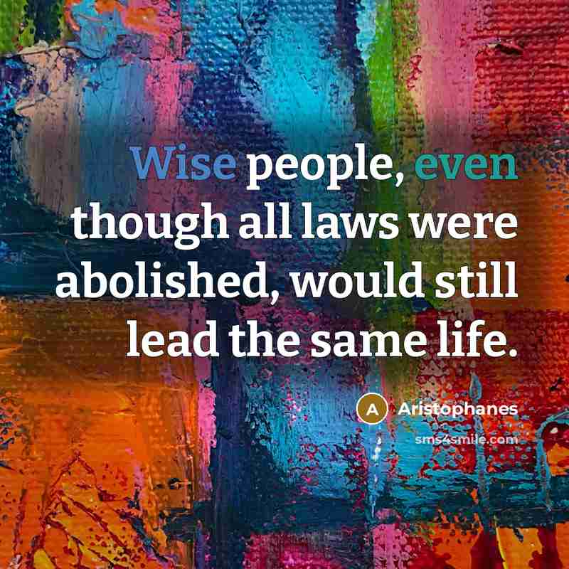 “Wise people, even though all laws were abolished, would still…” quote by Aristophanes
