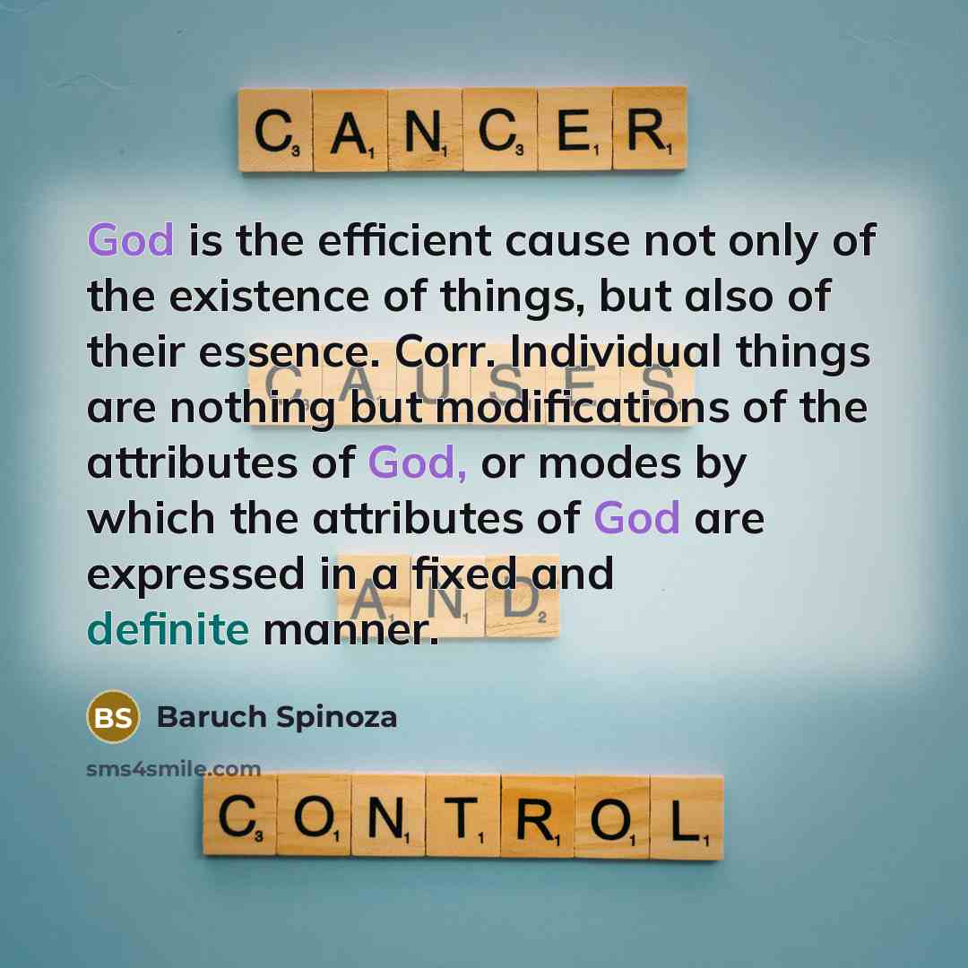 “God is the efficient cause not only of the existence…” quote by Baruch Spinoza