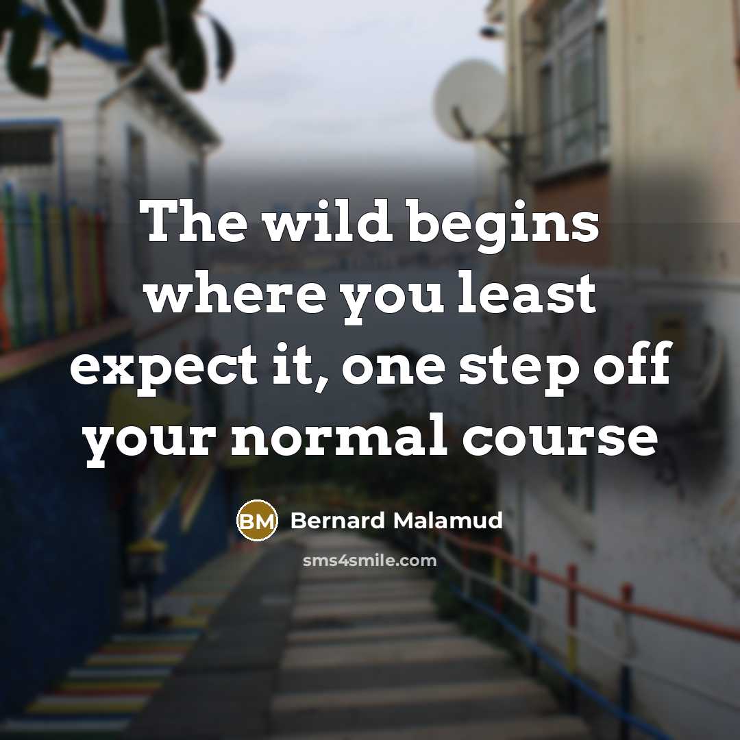 “The wild begins where you least expect it, one step…” quote by Bernard Malamud