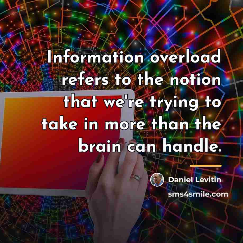 “Information overload refers to the notion that we're trying to…” quote by Daniel Levitin