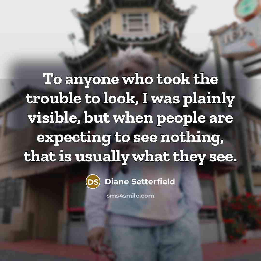 “To anyone who took the trouble to look, I was…” quote by Diane Setterfield