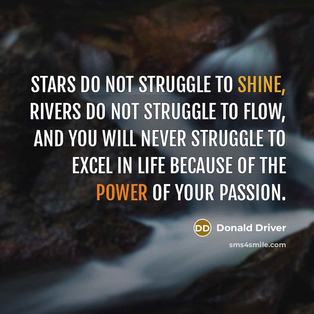 “Stars do not struggle to shine, rivers do not struggle…” quote by Donald Driver