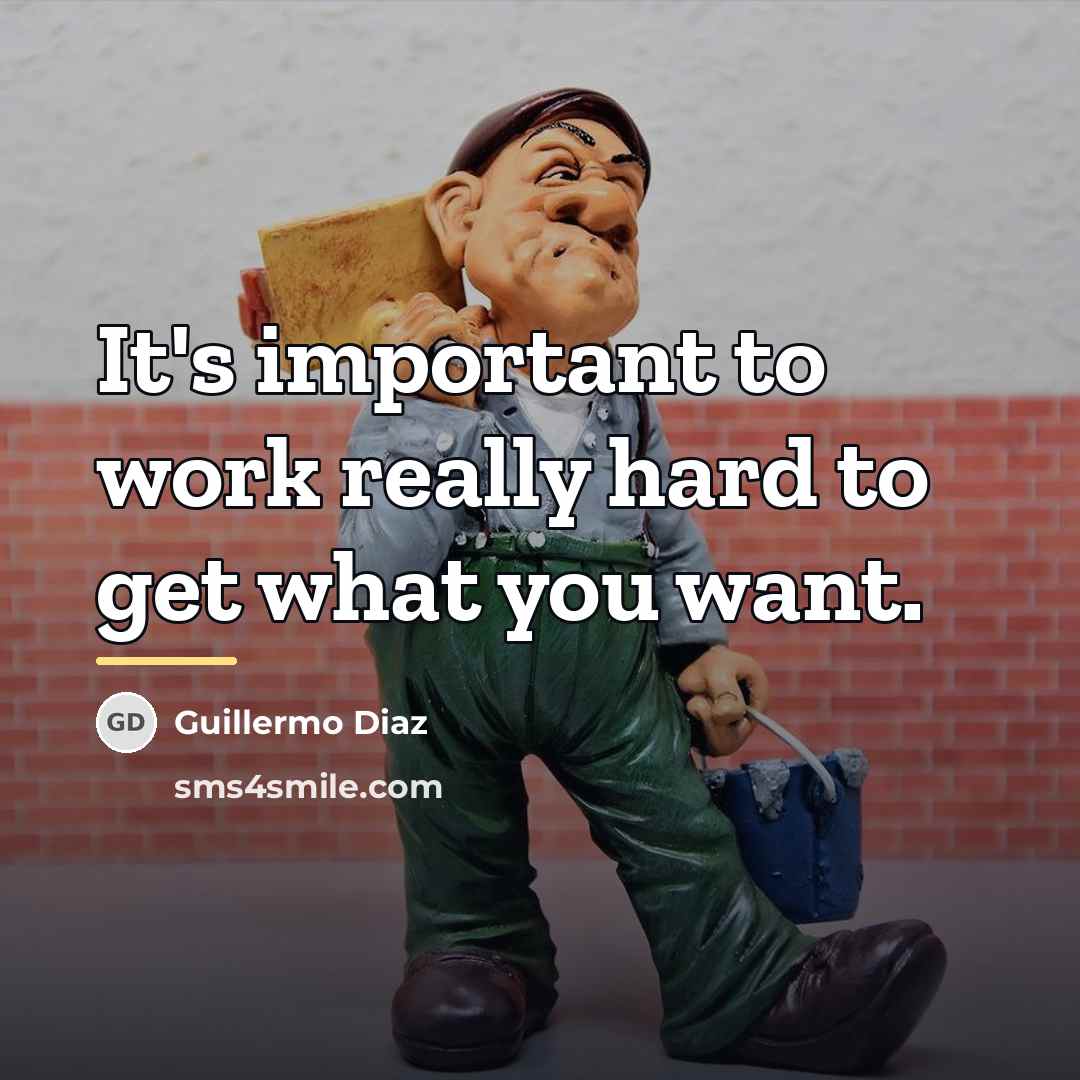 “It's important to work really hard to get what you…” quote by Guillermo Diaz