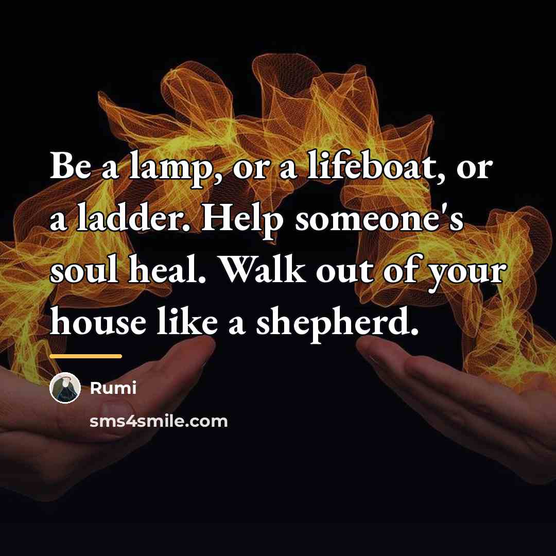 “Be a lamp, or a lifeboat, or a ladder. Help…” quote by Rumi