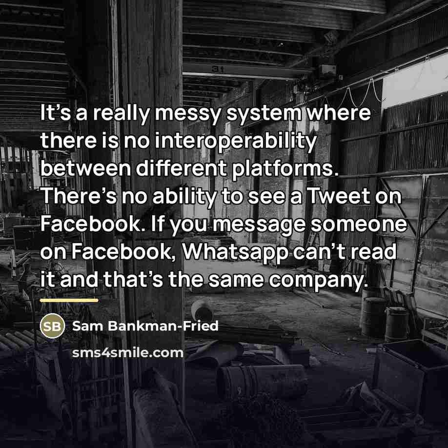 “It's a really messy system where there is no interoperability…” quote by Sam Bankman-Fried