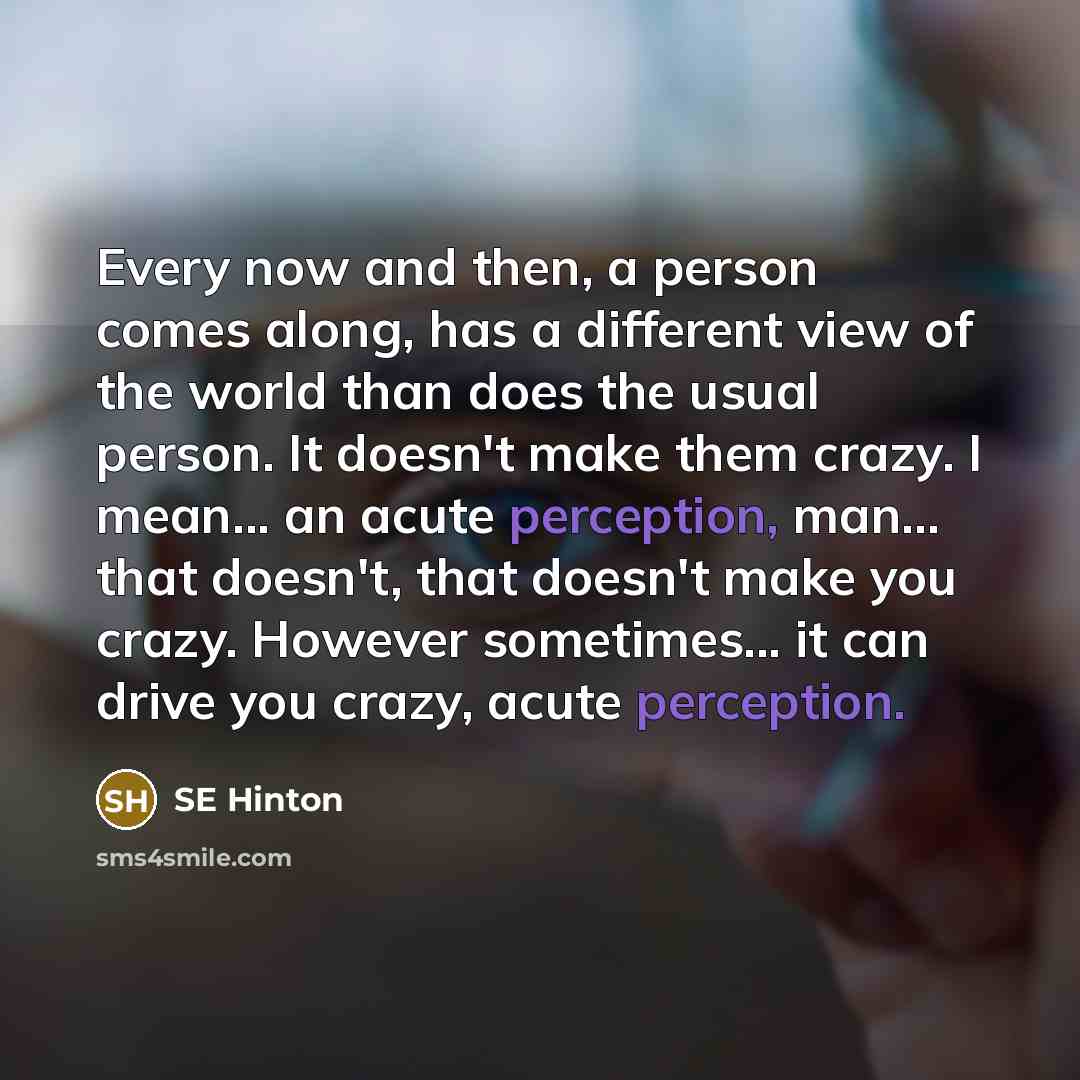 “Every now and then, a person comes along, has a…” quote by SE Hinton