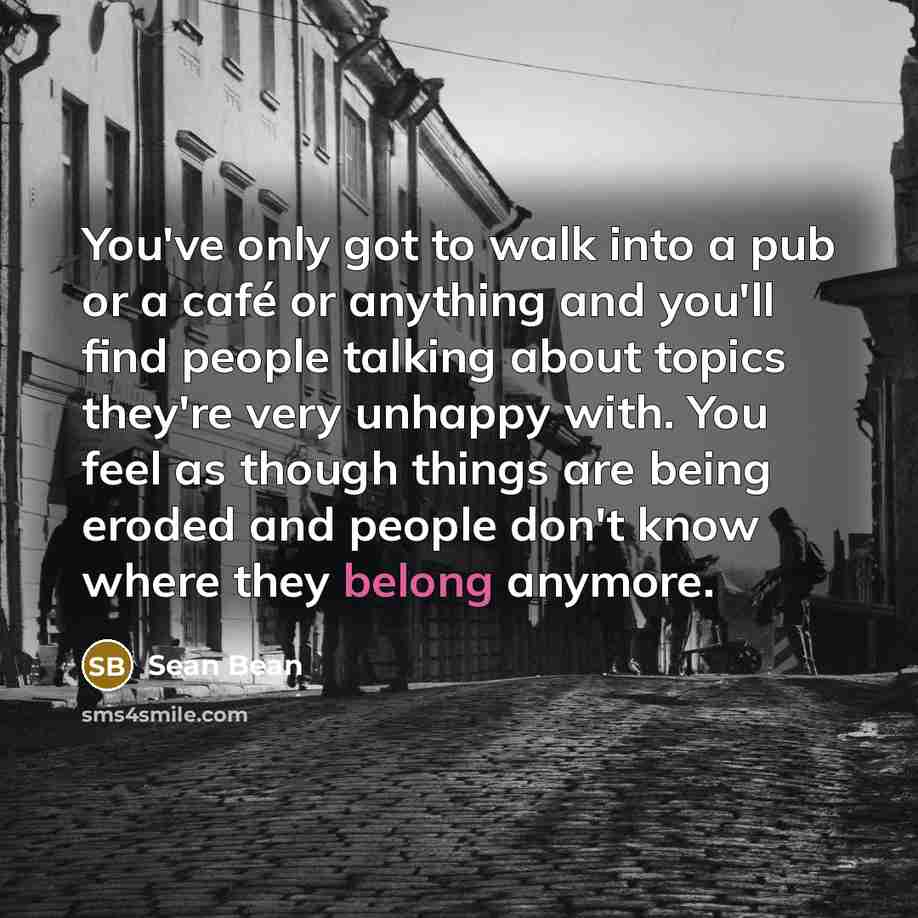 “You've only got to walk into a pub or a…” quote by Sean Bean