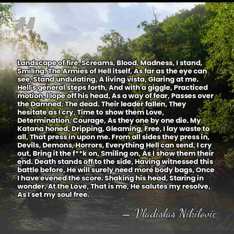 Landscape of fire, Screams, Blood, Madness, I stand, Smiling. The Armies of&hellip; - Vladislas Nikilovic