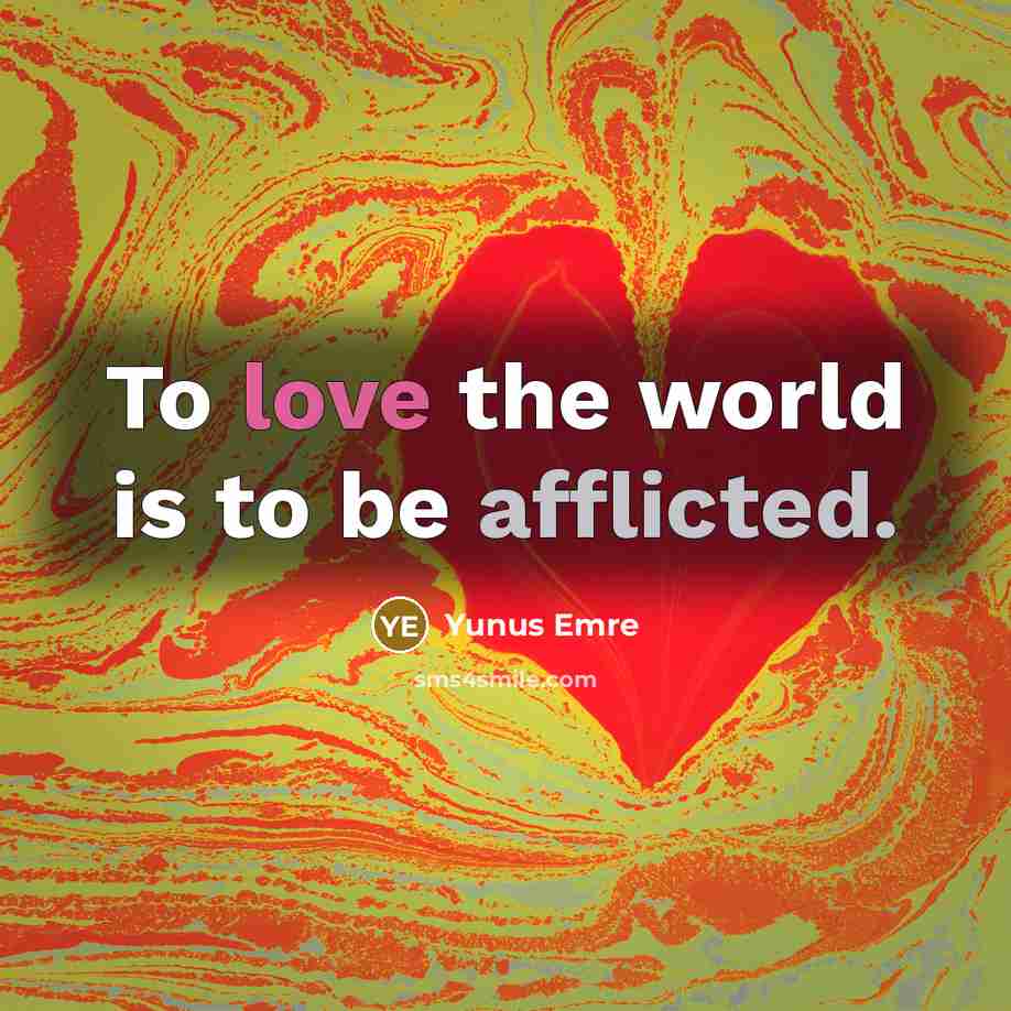 “To love the world is to be afflicted.…” quote by Yunus Emre