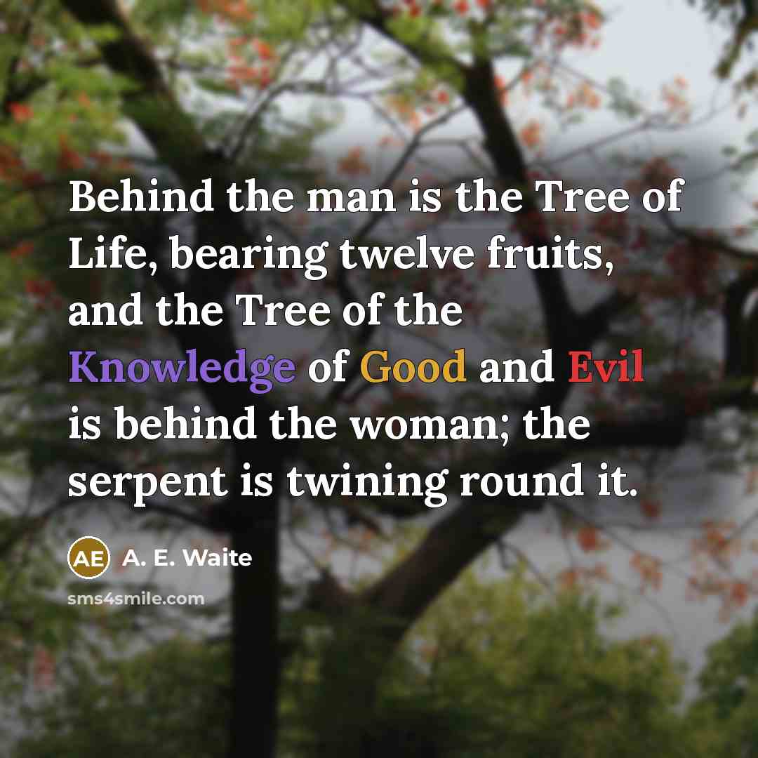 “Behind the man is the Tree of Life, bearing twelve…” quote by A. E. Waite
