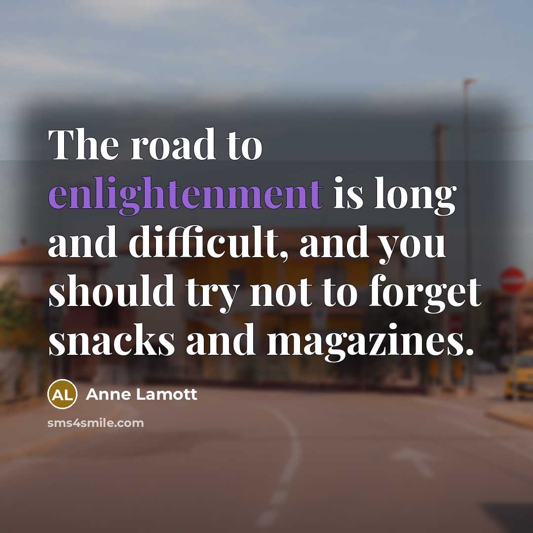 “The road to enlightenment is long and difficult, and you…” quote by Anne Lamott