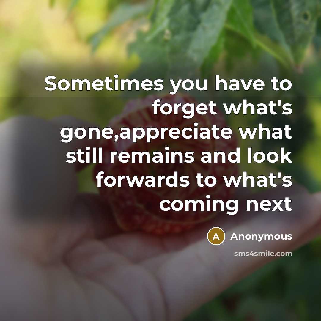 “Sometimes you have to forget what's gone,appreciate what still remains…” quote by Anonymous