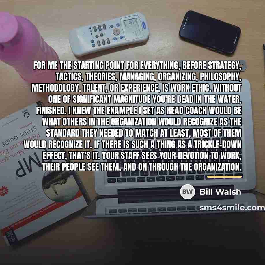 “For me the starting point for everything, before strategy, tactics,…” quote by Bill Walsh