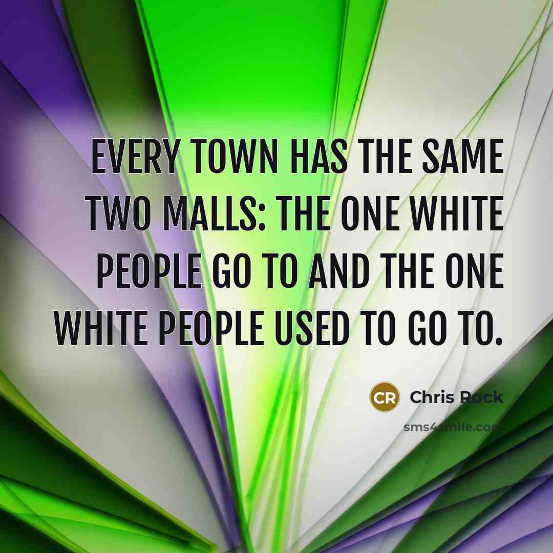 “Every town has the same two malls: the one white…” quote by Chris Rock