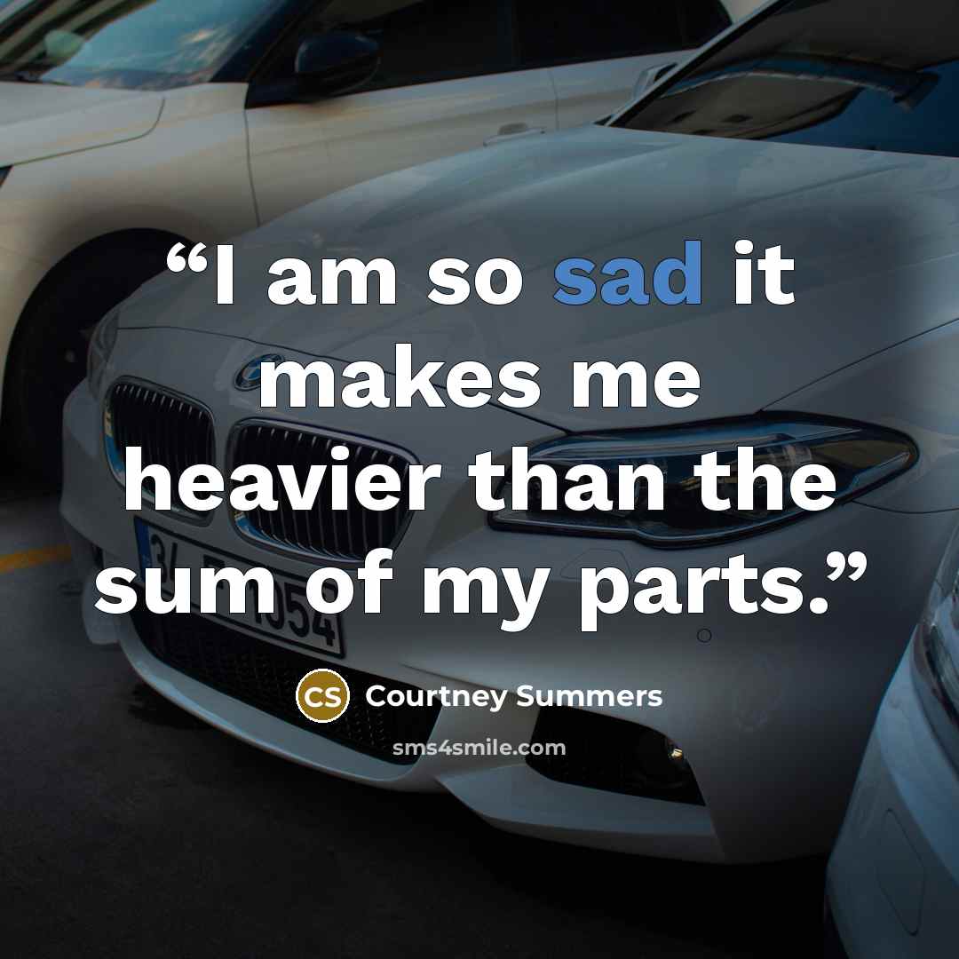 “I am so sad it makes me heavier than the sum of my parts.” quote by Courtney Summers