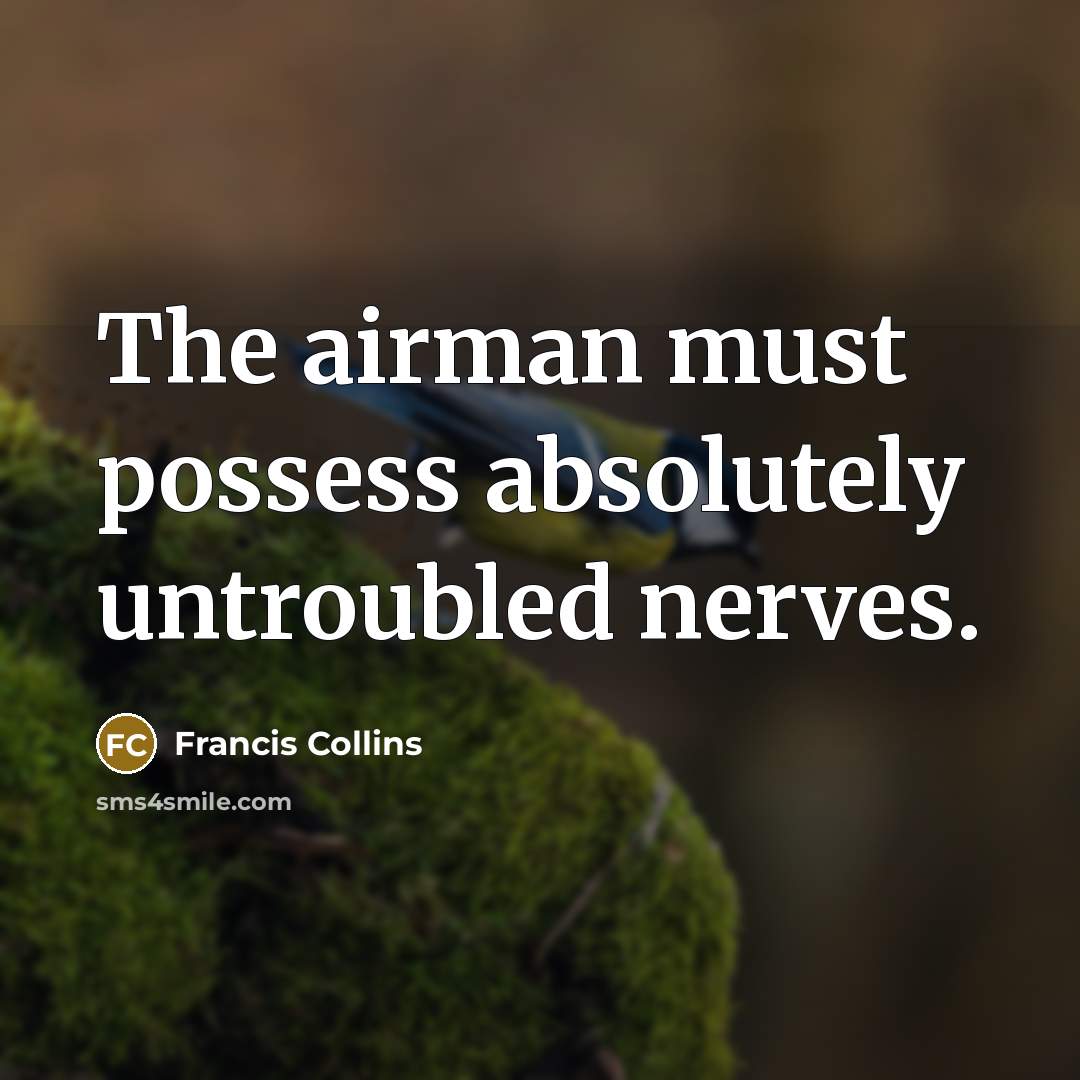 “The airman must possess absolutely untroubled nerves.…” quote by Francis Collins