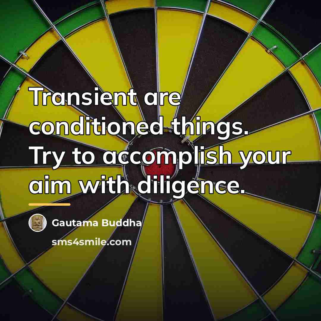 “Transient are conditioned things. Try to accomplish your aim with…” quote by Gautama Buddha