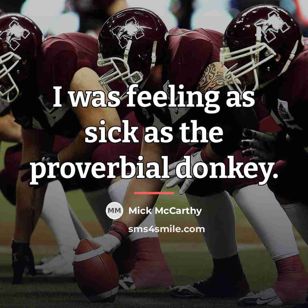 “I was feeling as sick as the proverbial donkey.…” quote by Mick McCarthy