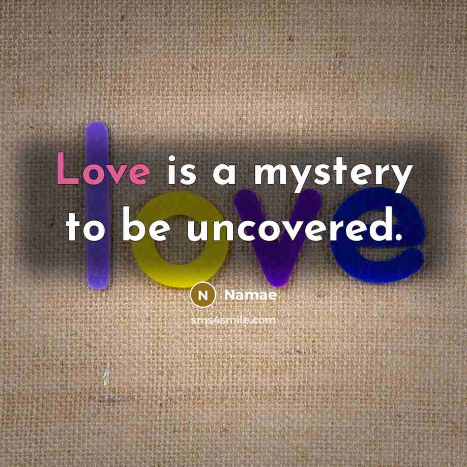 “Love is a mystery to be uncovered.…” quote by Namae