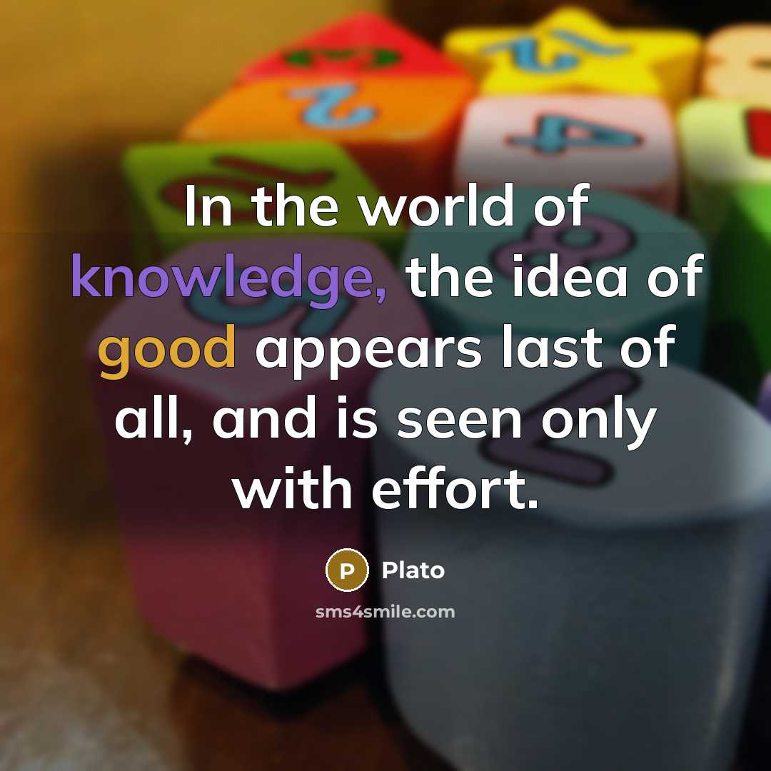 “In the world of knowledge, the idea of good appears…” quote by Plato