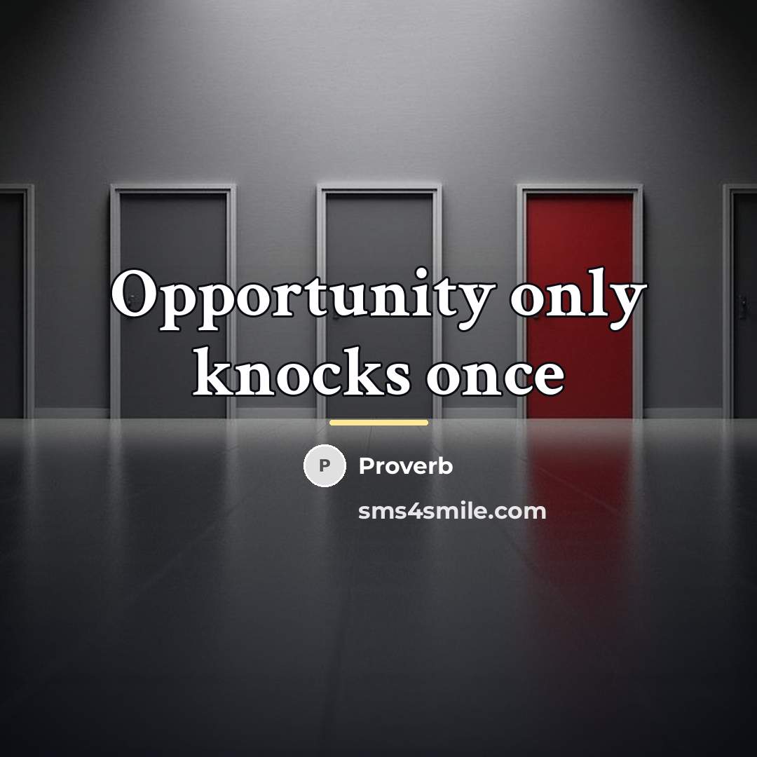 “Opportunity only knocks once…” quote by Proverb