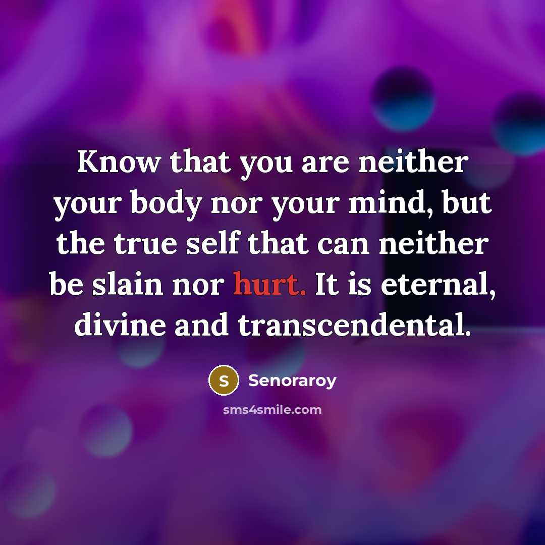 “Know that you are neither your body nor your mind,…” quote by Senoraroy