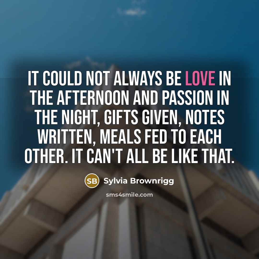 “It could not always be love in the afternoon and…” quote by Sylvia Brownrigg