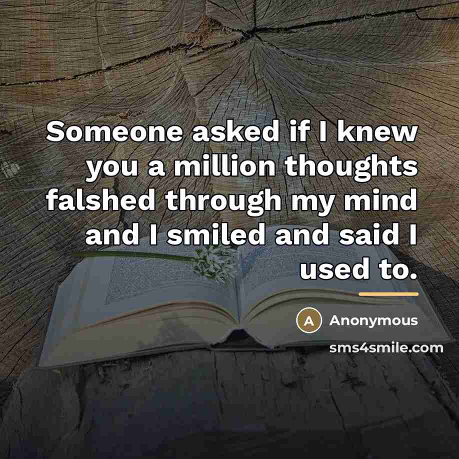 “Someone asked if I knew you a million thoughts falshed…” quote by Anonymous