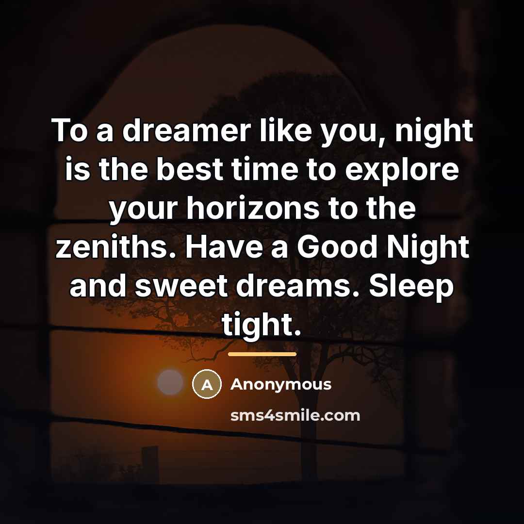 “To a dreamer like you, night is the best time…” quote by Anonymous