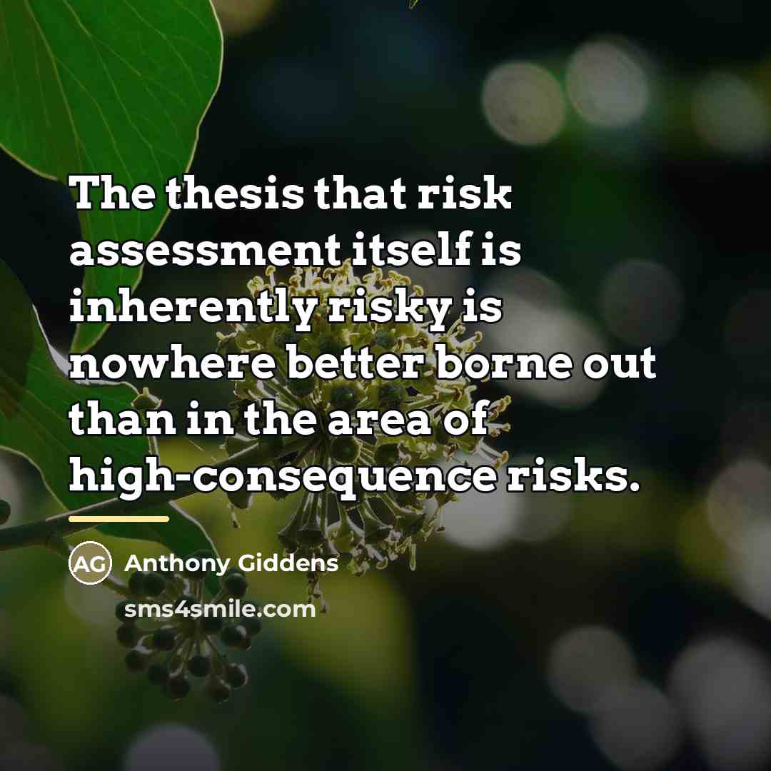 “The thesis that risk assessment itself is inherently risky is…” quote by Anthony Giddens