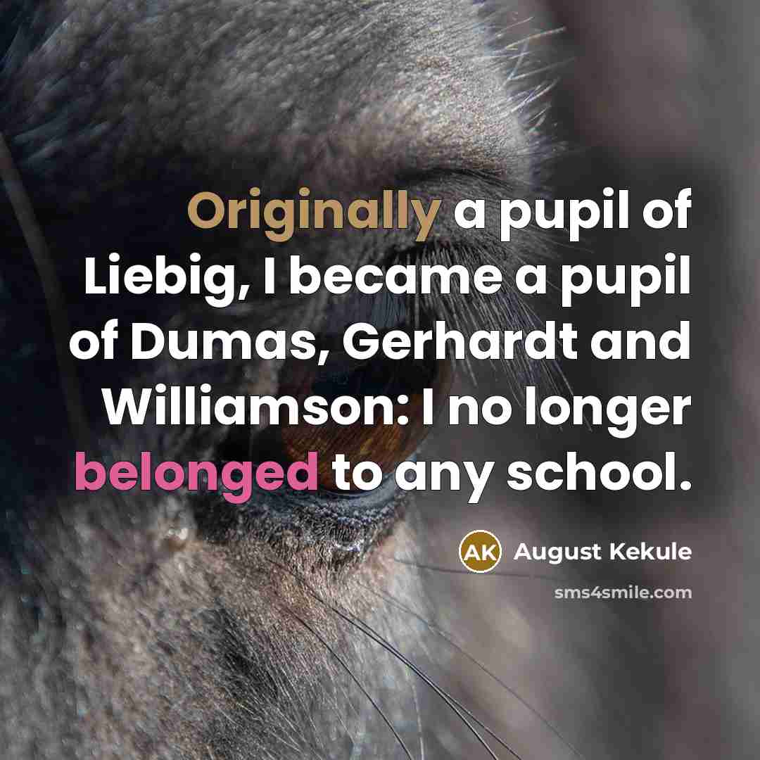 “Originally a pupil of Liebig, I became a pupil of…” quote by August Kekule