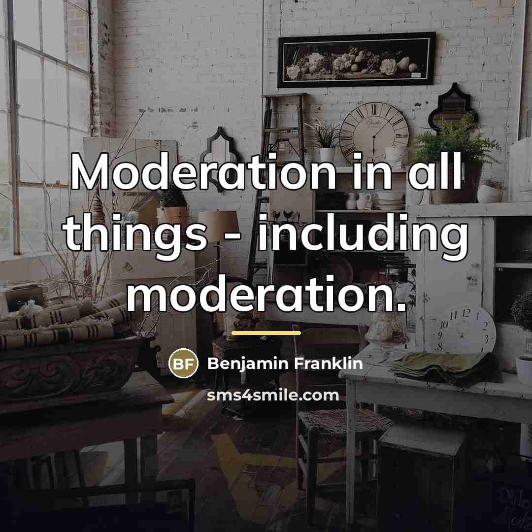 “Moderation in all things - including moderation.…” quote by Benjamin Franklin
