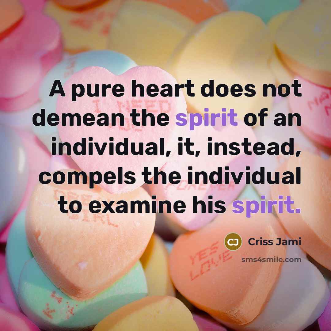 “A pure heart does not demean the spirit of an…” quote by Criss Jami