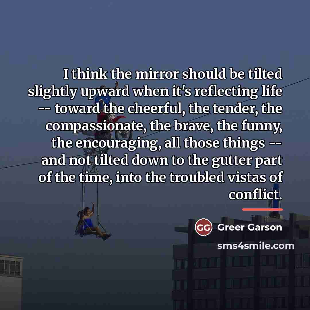 “I think the mirror should be tilted slightly upward when…” quote by Greer Garson