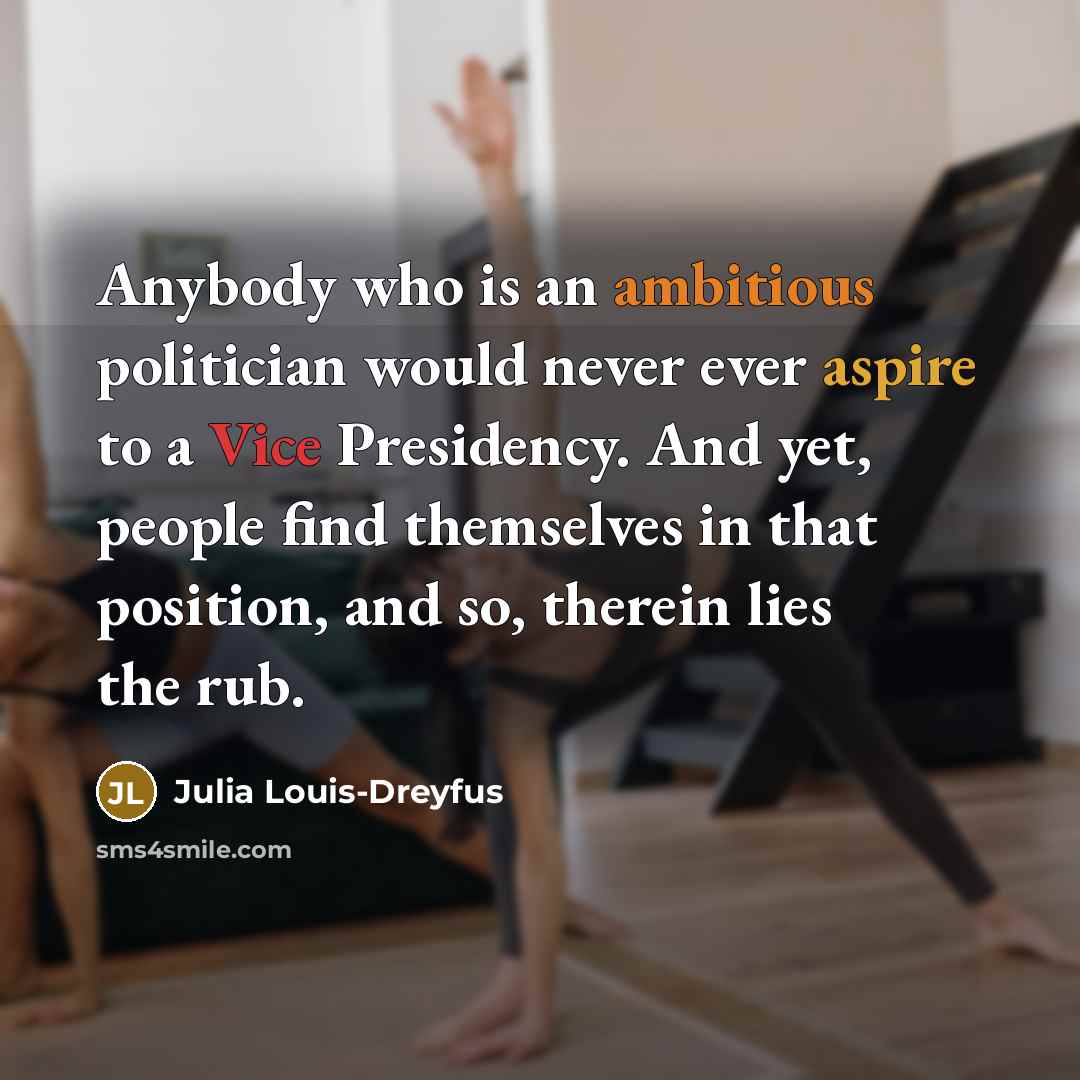 “Anybody who is an ambitious politician would never ever aspire…” quote by Julia Louis-Dreyfus