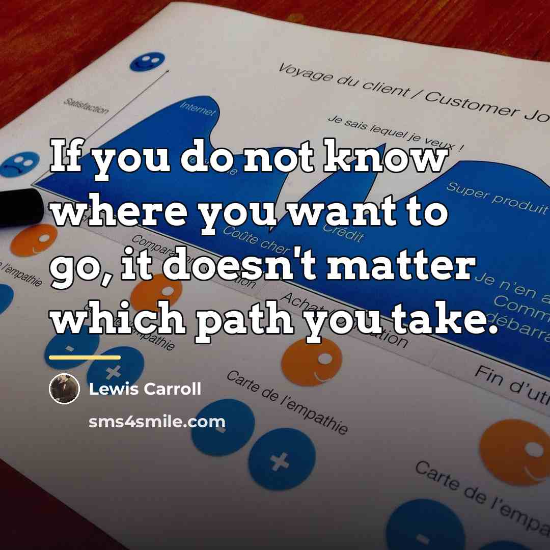 “If you do not know where you want to go,…” quote by Lewis Carroll