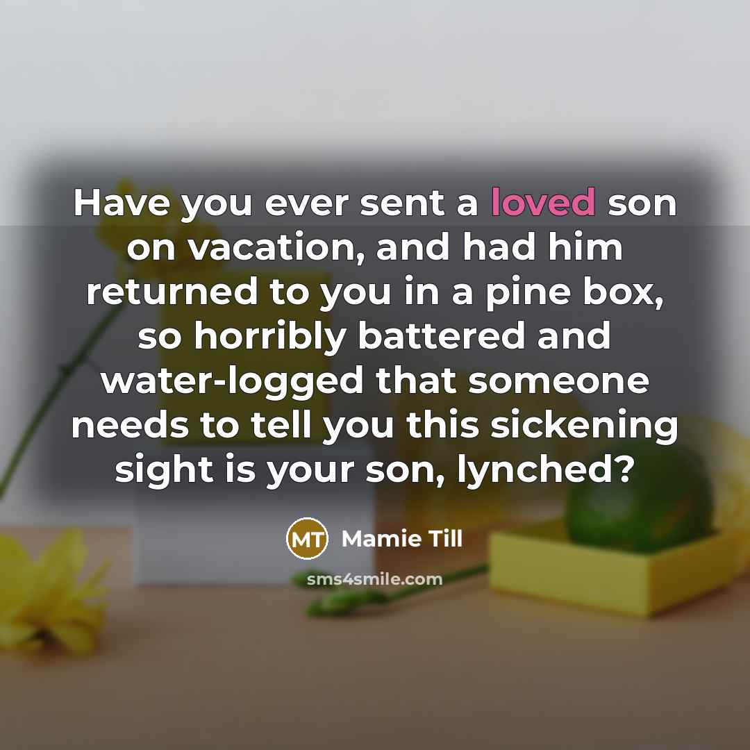 “Have you ever sent a loved son on vacation, and…” quote by Mamie Till