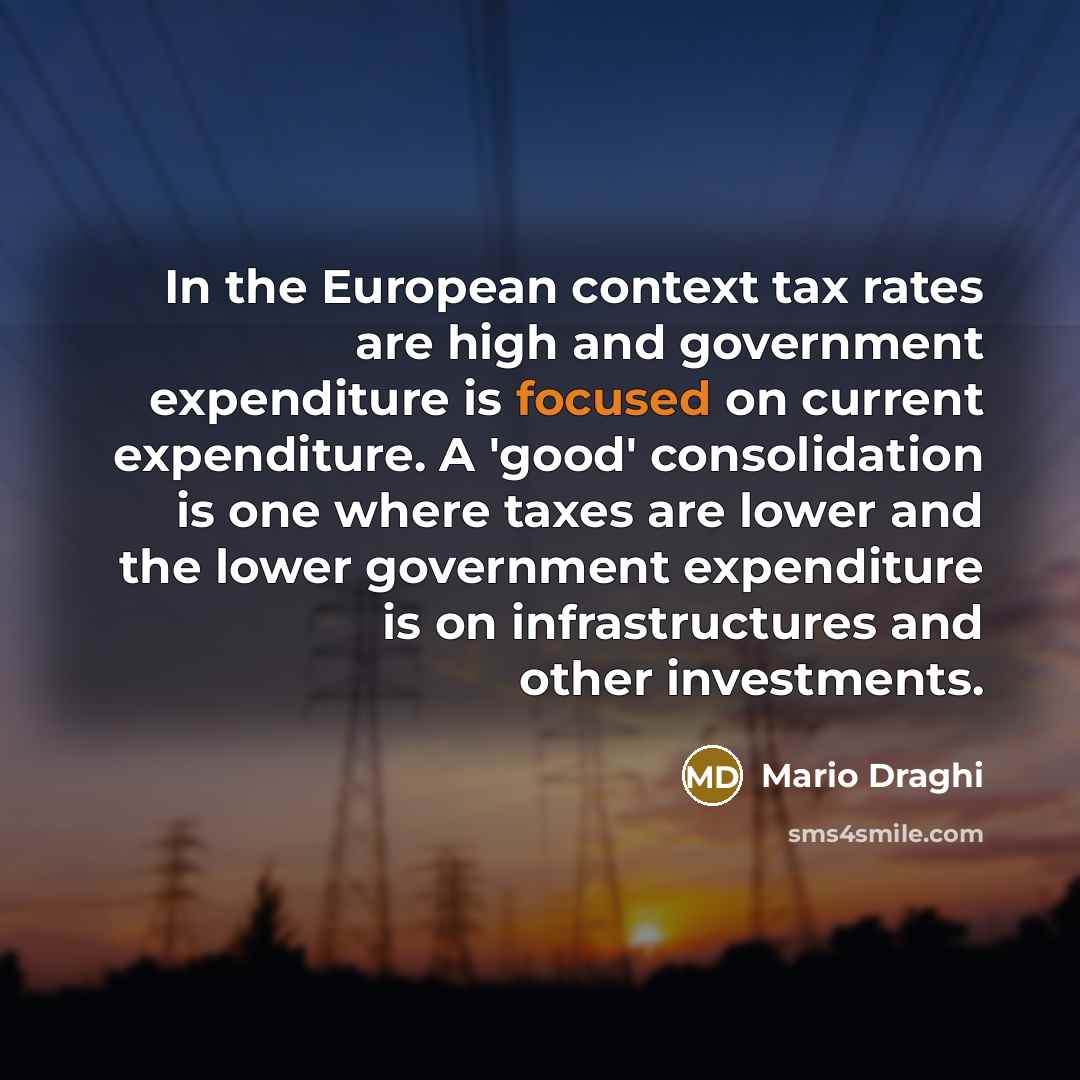 “In the European context tax rates are high and government…” quote by Mario Draghi